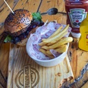 Hamburguesa portobello y provoleta